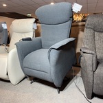 Relaxfauteuil, grijs stof, elektrisch verstelbaar, zwart onderstel